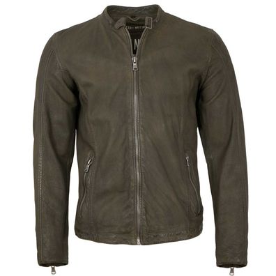 Freaky Nation - Herren Lederjacke Lammleder olive