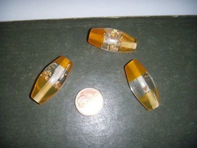 Acryl-Perle - oval - Transparent/orange - 37x17 mm