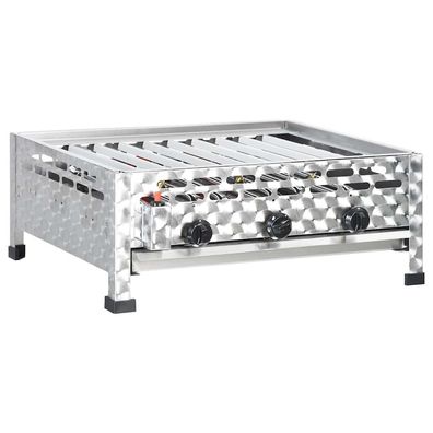 Professioneller Gasgrill Edelstahl - 3 Flammig, silber, für Gastro und Garten