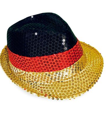 narrenwelt Trilby Hut Deutschland mit PaillettenFan Fußballhut Fanhut Gr. 58 cm