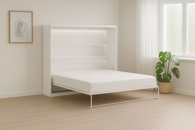 Schrankbett Perfekt 160x200 ein horizontales mit Matratze Weiß