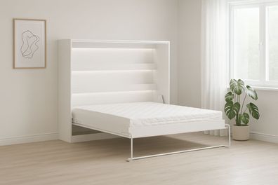 Schrankbett Perfekt 140x200 ein horizontales mit Matratze Weiß