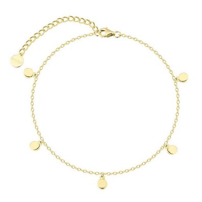 Fußkette - Silber vergoldet - 5 Anhänger Plättchen