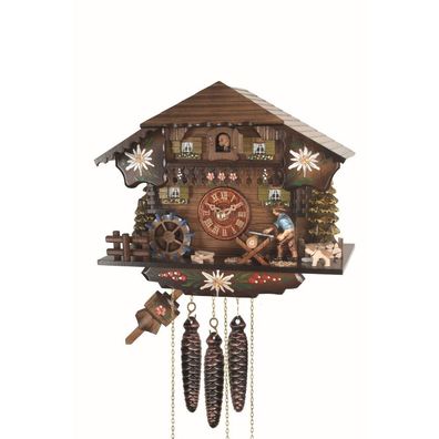 Engstler - K4008 M - 4008 M - Kuckucksuhr - 1-Tag-Kettenzugwerk - Nussbaum - 23 cm