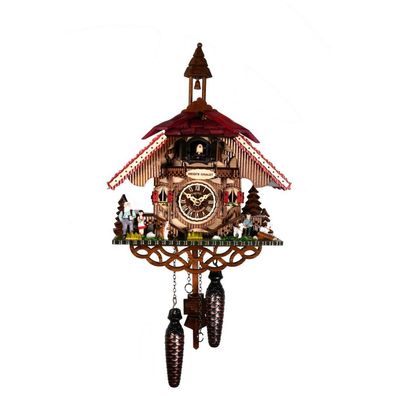 Engstler - 3443 QM - Kuckucksuhr - Quarz - Nussbaum - mit Musik - 31 cm