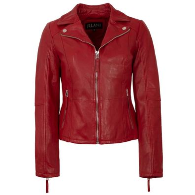 Jilani - Damen Lederjacke Lammnappa salsa rot