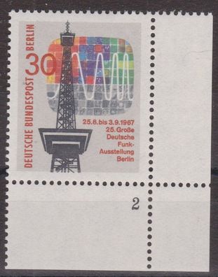 Berlin 1967 postfrisch Ecke unten rechts MiNr. 309 Große Deutsche Funkausstellung