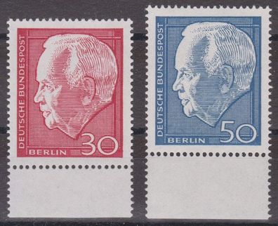 Berlin 1967 postfrisch Unterrand MiNr. 314-315 Bundespräsidenten Heinrich Lübke