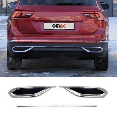 Stoßstangen Diffusor Auspuffrahmen für VW Tiguan AD 2020-2024 Edelstahl 3tlg