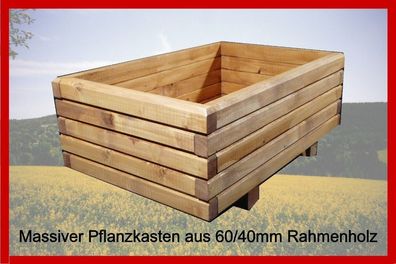 Massiver Pflanzkasten 80x50x36 cm Holz 6/4 cm Blumenkasten Pflanztrog lasiert