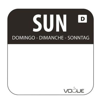 Vogue Selbstauflösende Lebensmittelrotationsetiketten Sonntag (1000 Stück)