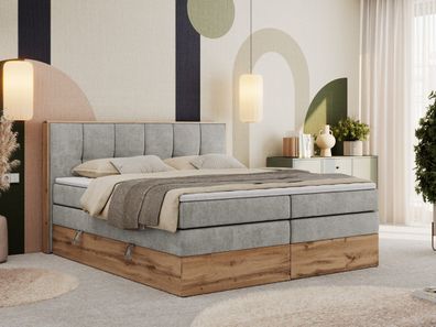 Boxspringbett ALBERO 1 KING mit zwei Multipocket-Matratzen, Kopfteil, Doppelbett