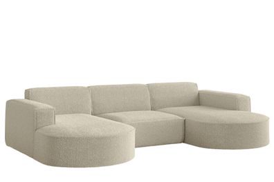 Ecksofa Designer, Sofa U Form MODENA Stoff Loop Beige