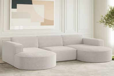 Ecksofa Designer, Sofa U Form MODENA Stoff Loop Creme