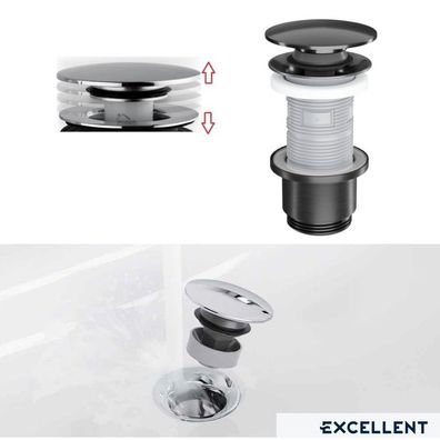 Click Clack Graphit gebürstet Pop-Up Ablaufventil Metall Waschbecken Bidet 63 mm