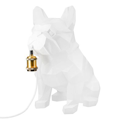Gilde Tischleuchte, Bulldogge, "Geo", Poly, weiß, VE 1, L. 44 cm, B. 26 cm, H. 46
