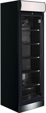 Gastro Kühlschrank mit Werbetafel - 372 Liter, Umluftkühlung, schwarz