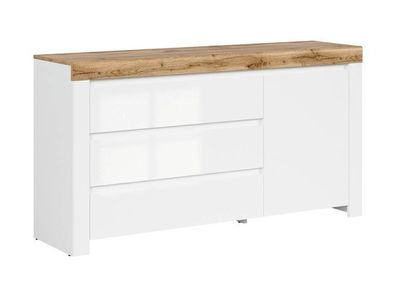 Kommode Holten Sideboard Schubladenschrank 42 x 156 x 83,5 , Braun + Weiss