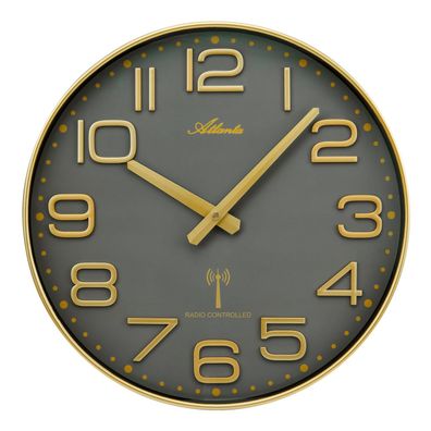 Atlanta Funk-Wanduhr Goldfarben/Grau 4539/9