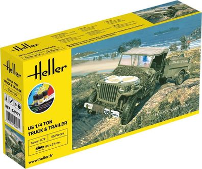 Heller 1:72 56997 Starter KIT US 1/4 Ton Truck & Trailer