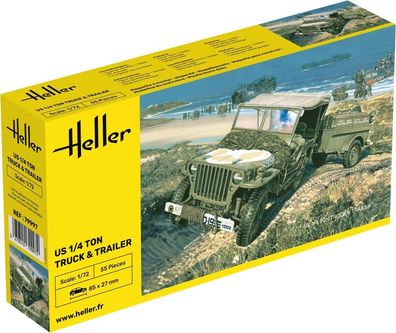 Heller 1:72 79997 US 1/4 Ton Truck & Trailer