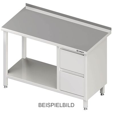 Gastronomie Stalgast Arbeitstisch mit Grundboden, 2800x700x850 mm, mit 2er Schubla