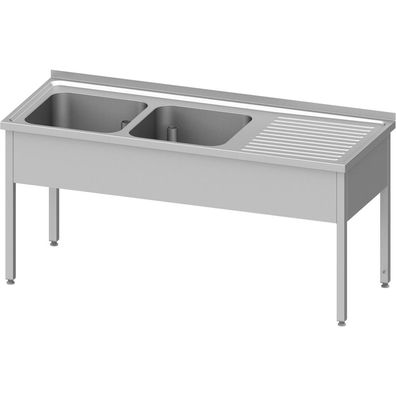 Stalgast Spültisch ohne Grundboden 1400x600x850 mm, mit zwei Becken links, mit