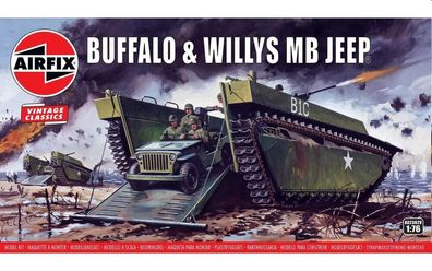 Airfix 1:76 A02302V Buffalo Amphibian LVT & Jeep - NEU