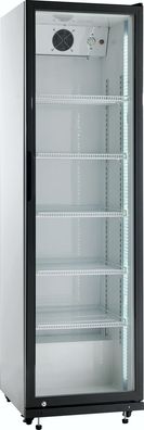 Profi Glastürkühlschrank mit Umluftkühlung - 392 Liter, Schloss, schwarz/weiß