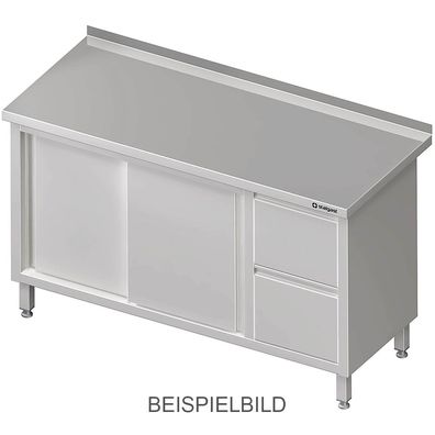 Stalgast Arbeitsschrank mit Schiebetüren, 1500x600x850 mm, mit 2er Schubladenblock
