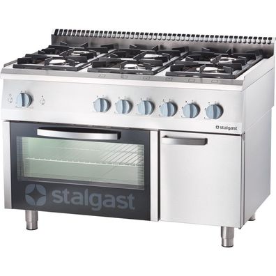 Gastronomie Stalgast Gasherd 6 Brenner mit Gasbackofen Serie 700 ND - G20, 6-Brenn