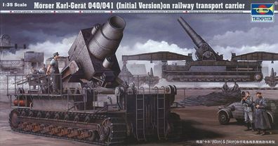 Trumpeter 1:35 208 Mörser Karl Gerät 040/041 auf Eisenbahn-Transport-Trailer