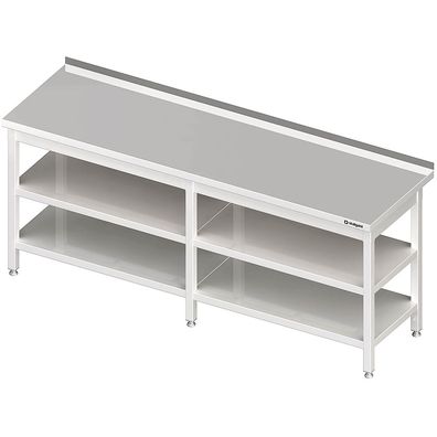 Gastronomie Stalgast Arbeitstisch mit Grund- und Zwischenboden, 2400x700x850 mm,