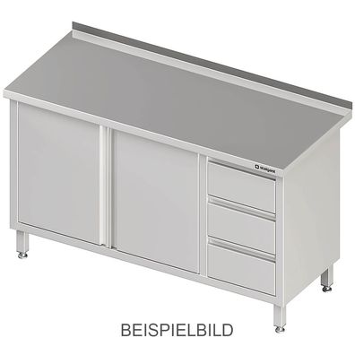 Stalgast Arbeitsschrank mit Flügeltüren, 1100x600x850 mm, mit 3er Schubladenblock