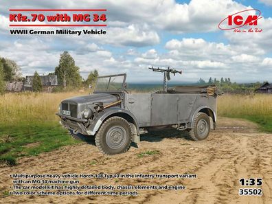 ICM 1:35 35502 Kfz.70 with MG 34, WWII German Military Vehicle - NEU