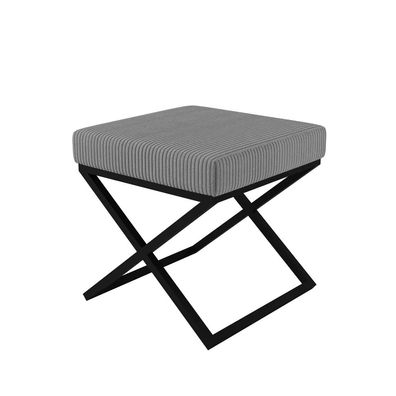 AX LIVING 1 Stk. Polster Hocker Pitinio 45 cm Grau schwarzes Gestell