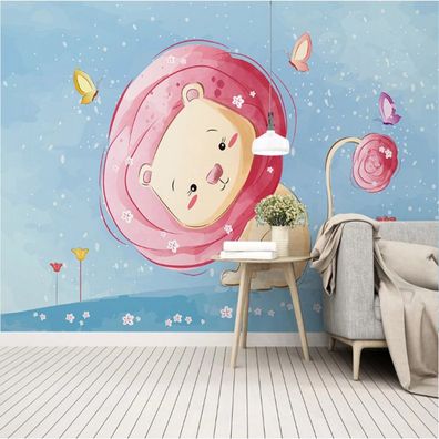 Vlies Fototapete Wandtapete Wandbilder Handgemalte Niedliche Löwenblumen 9943