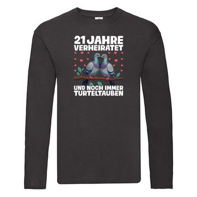 21 Jahre verheiratet | Turteltauben | Ehe | Ehepaar Long Sleeve Schwarz