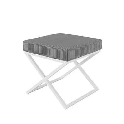 AX LIVING 1 Stk Polster Hocker Pitinio 45 cm Grau weißes Metallgestell