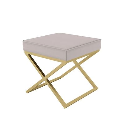 AX LIVING 1 Stk. Polster Hocker Pitinio 45 cm Beige goldenem Gestell