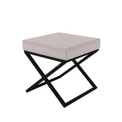 AX LIVING 1 Stk. Polster Hocker Pitinio 45 cm Beige schwarzes Gestell