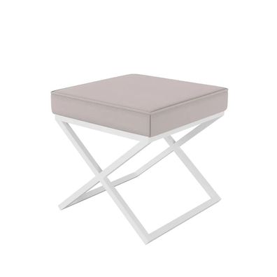 AX LIVING 1 Stk. Polster Hocker Pitinio 45 cm Beige weißes Gestell