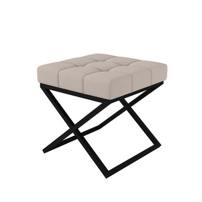 AX LIVING 1 Stk. Polster Hocker Pitinio 45 cm Creme schwarzes Gestell