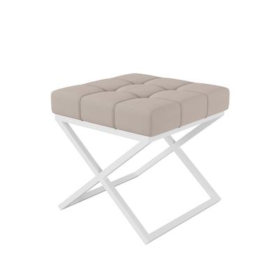 AX LIVING 1 Stk. Polster Hocker Pitinio 45 cm Creme weißes Gestell