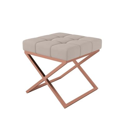 AX LIVING 1 Stk Polster Hocker Pitinio 45 Creme kupferfarbenes Gestell