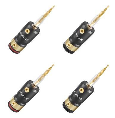 Viablue T8 / HighEnd Flexible Pins / 2 Paar / Litzengeflecht 24k / Alu-Gehäuse