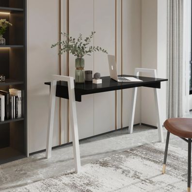 AX LIVING Schreibtisch 120 Loffie Schwarz Weißes Metallgestell Modern
