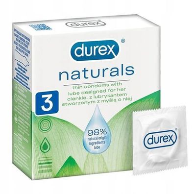 Naturals Sensitiv Kondome, Ultra-dünn mit speziellem Gleitgel, 3er Pack