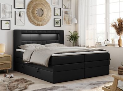 Boxspringbett mit Led, Doppelbett mit Bettkasten Stauraumbett - GOLD 5 KING