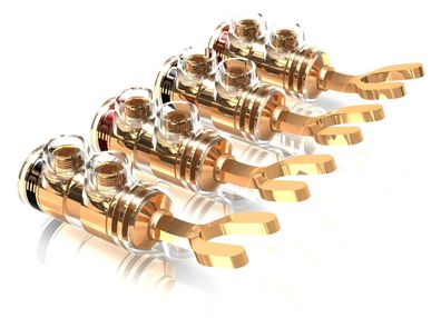 Viablue TS Kabelschuhe 6 mm / HighEnd Spades / 2 Paar / 6 mm Gabelweite / 24k